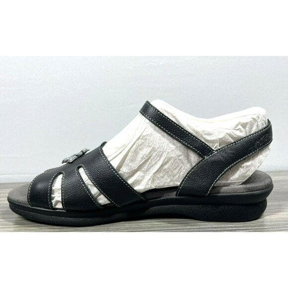 SAS Helena Sandals Women 10.5 N Black Leather Shoes Tripad Comfort Jeweled Bling - Picture 5 of 10